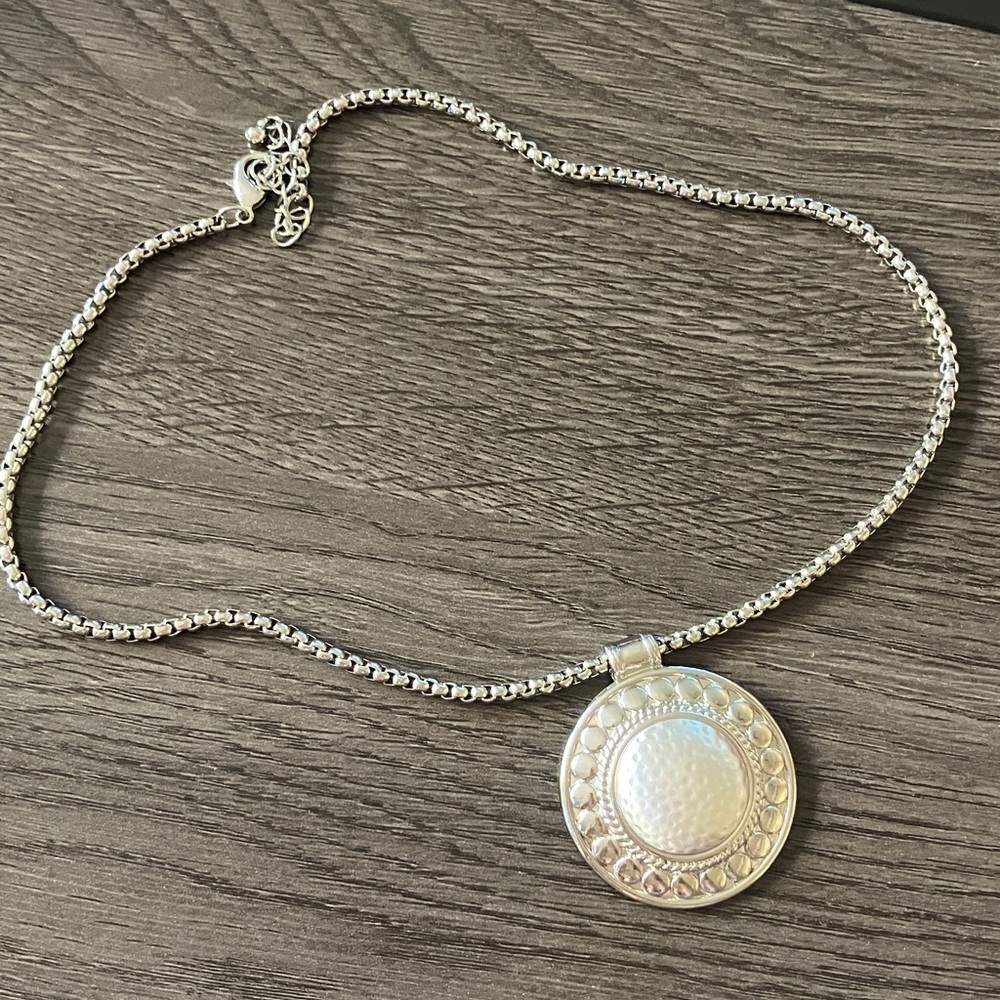 Vintage Silver Pendant Necklace 20” Heavy Quality Silvertone Chain